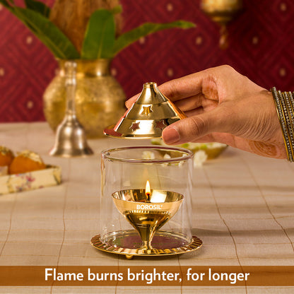 My Borosil Akhand Diya, Brass, Medium