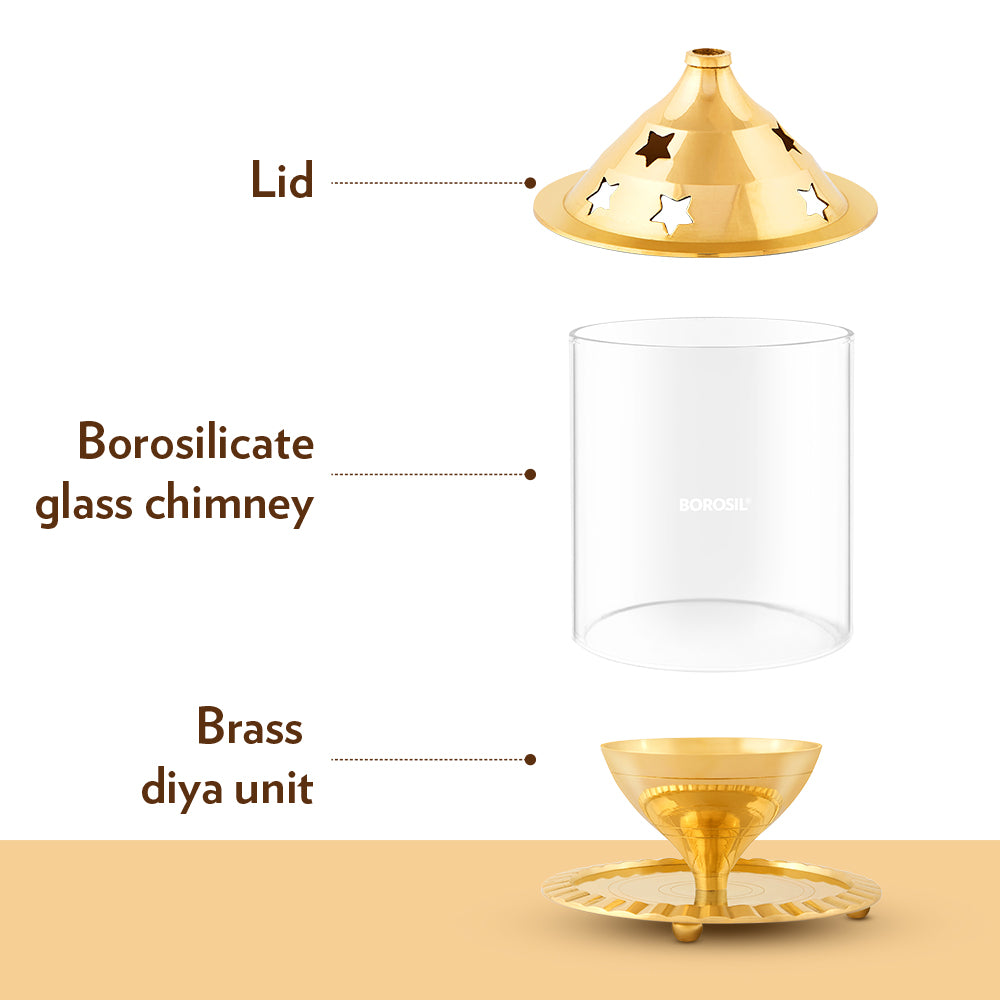 My Borosil Akhand Diya, Brass, Medium