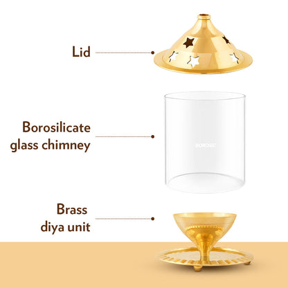 My Borosil Akhand Diya, Brass, Medium