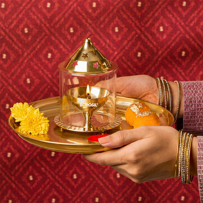 My Borosil Akhand Diya, Brass, Medium