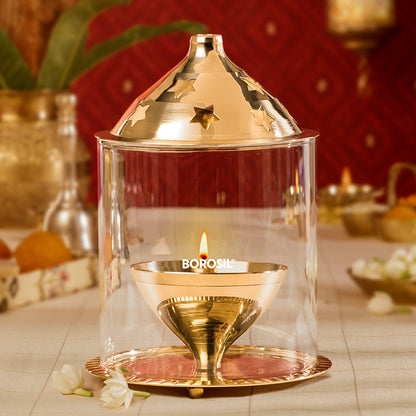 My Borosil Akhand Diya, Brass, Large
