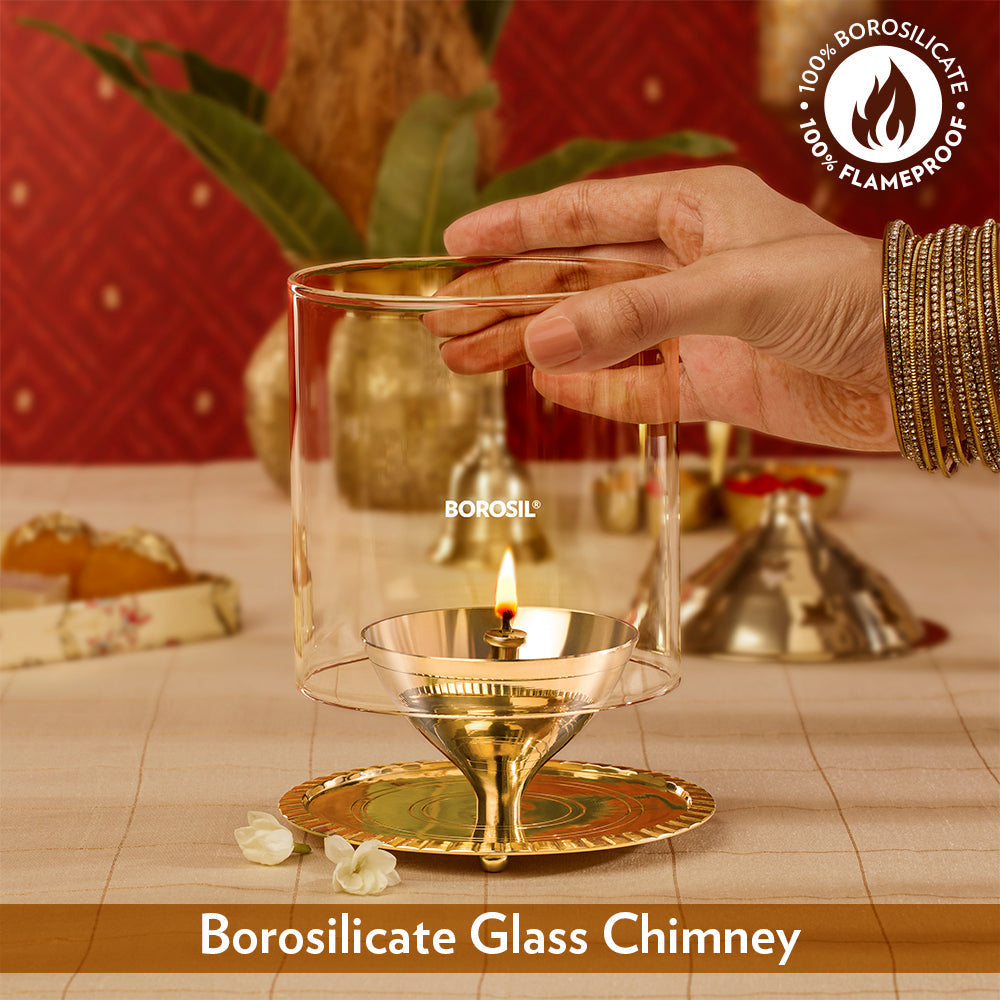 My Borosil Akhand Diya, Brass, Large