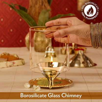 My Borosil Akhand Diya, Brass, Large