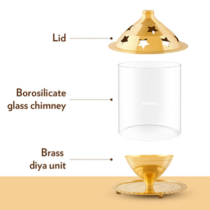 My Borosil Akhand Diya, Brass, Large