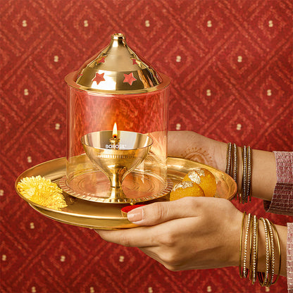 My Borosil Akhand Diya, Brass, Large
