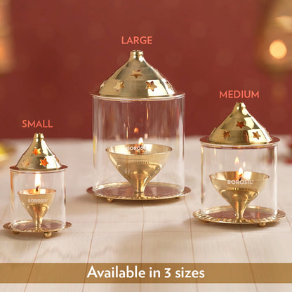 My Borosil Akhand Diya, Brass, Large