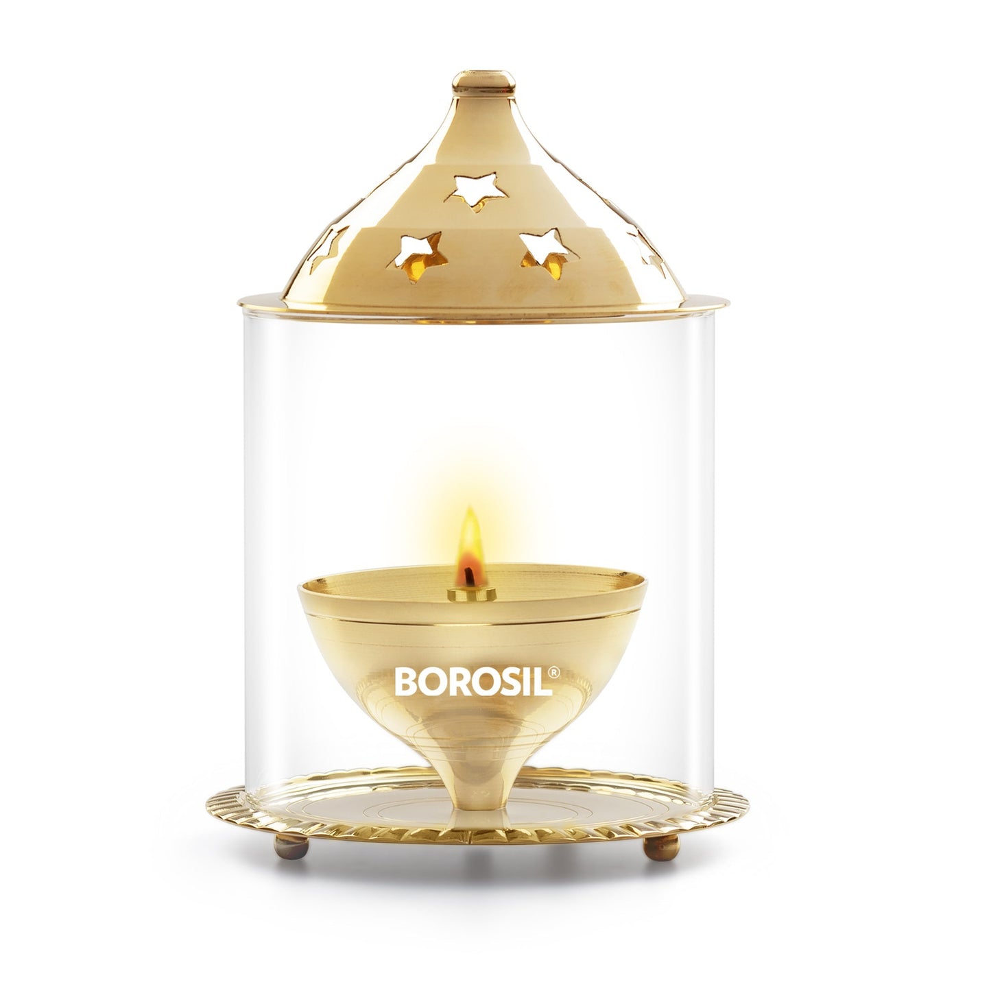 My Borosil Akhand Diya, Brass, Large