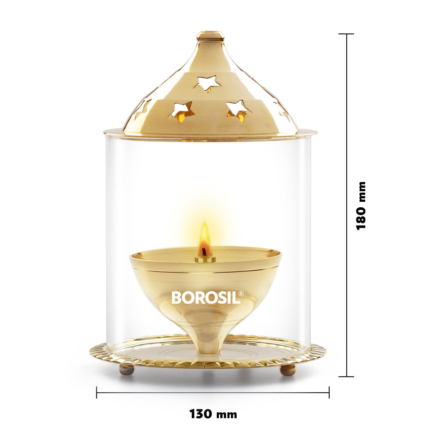 My Borosil Akhand Diya, Brass, Large