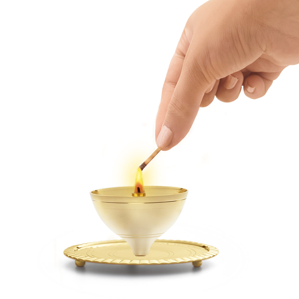 My Borosil Akhand Diya, Brass, Large