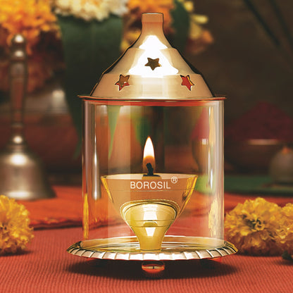 My Borosil Akhand Diya, Brass, Large