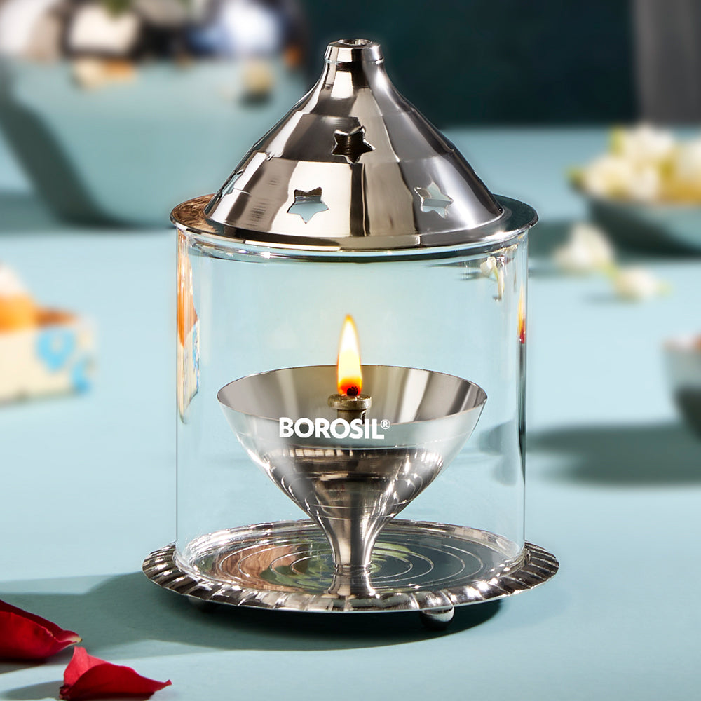 My Borosil Akhand Diya, Nickel, Medium