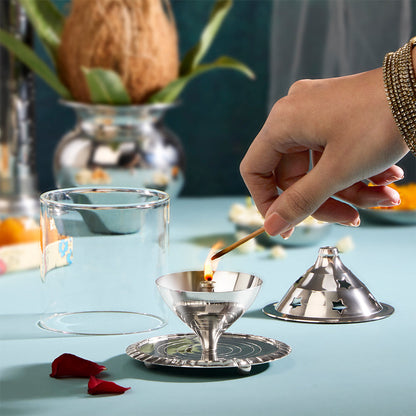 My Borosil Akhand Diya, Nickel, Medium