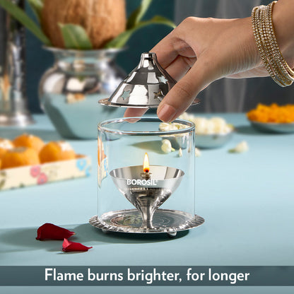 My Borosil Akhand Diya, Nickel, Medium