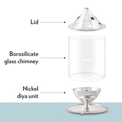 My Borosil Akhand Diya, Nickel, Medium