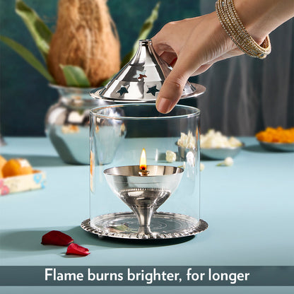 My Borosil Akhand Diya, Nickel, Large