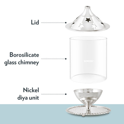 My Borosil Akhand Diya, Nickel, Large