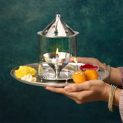 My Borosil Akhand Diya, Nickel, Large