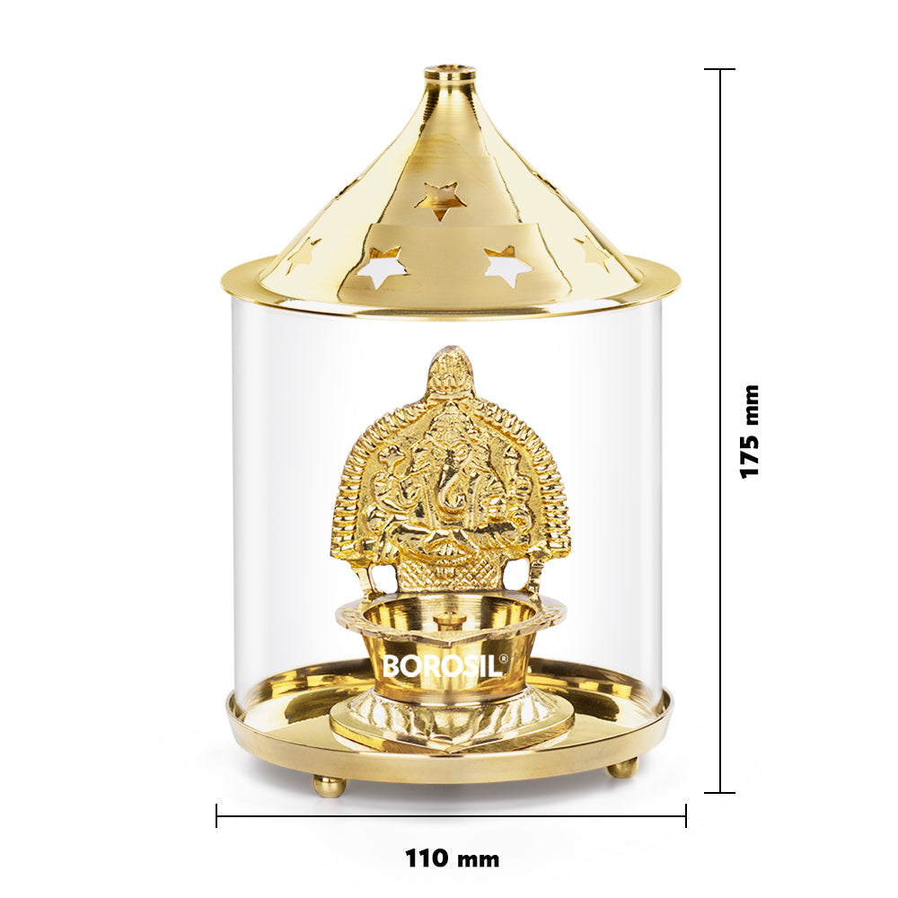 My Borosil Shree Ganapti Diya Brass, Large