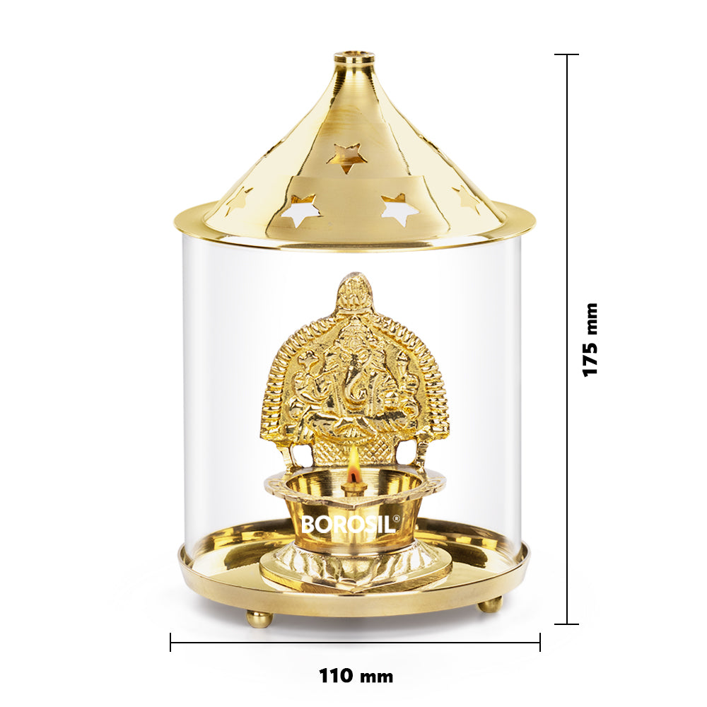 My Borosil Shree Ganapti Diya Brass, Large
