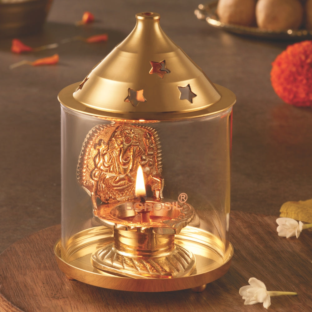 My Borosil Shree Ganapti Diya Brass, Large