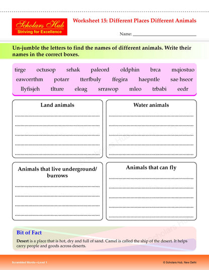 Step By Step Skills Scrambled Words-1(Tearble Colourful Worksheets)
