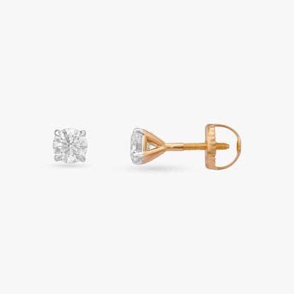 Eternal Glow Solitaire Stud Earrings in 18K Yellow Gold, 1 ct