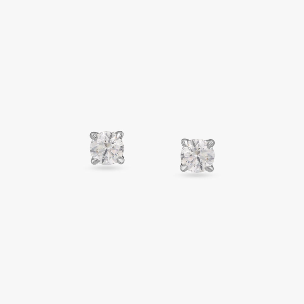 Classic Radiance Solitaire Stud Earrings in 18K White Gold, 0.96 ct