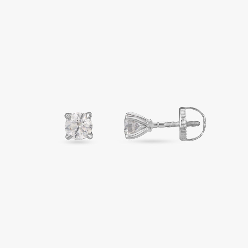 Classic Radiance Solitaire Stud Earrings in 18K White Gold, 0.96 ct