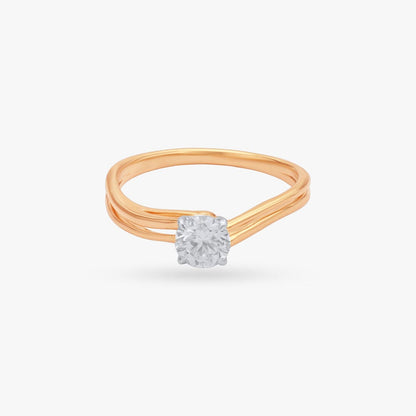 Grace Arc Solitaire Ring in 18K Yellow Gold, 0.42 ct