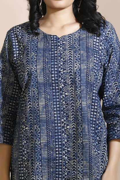 Breathables Blue Abstract Cotton Kurta & Pant Co-Ord Set
