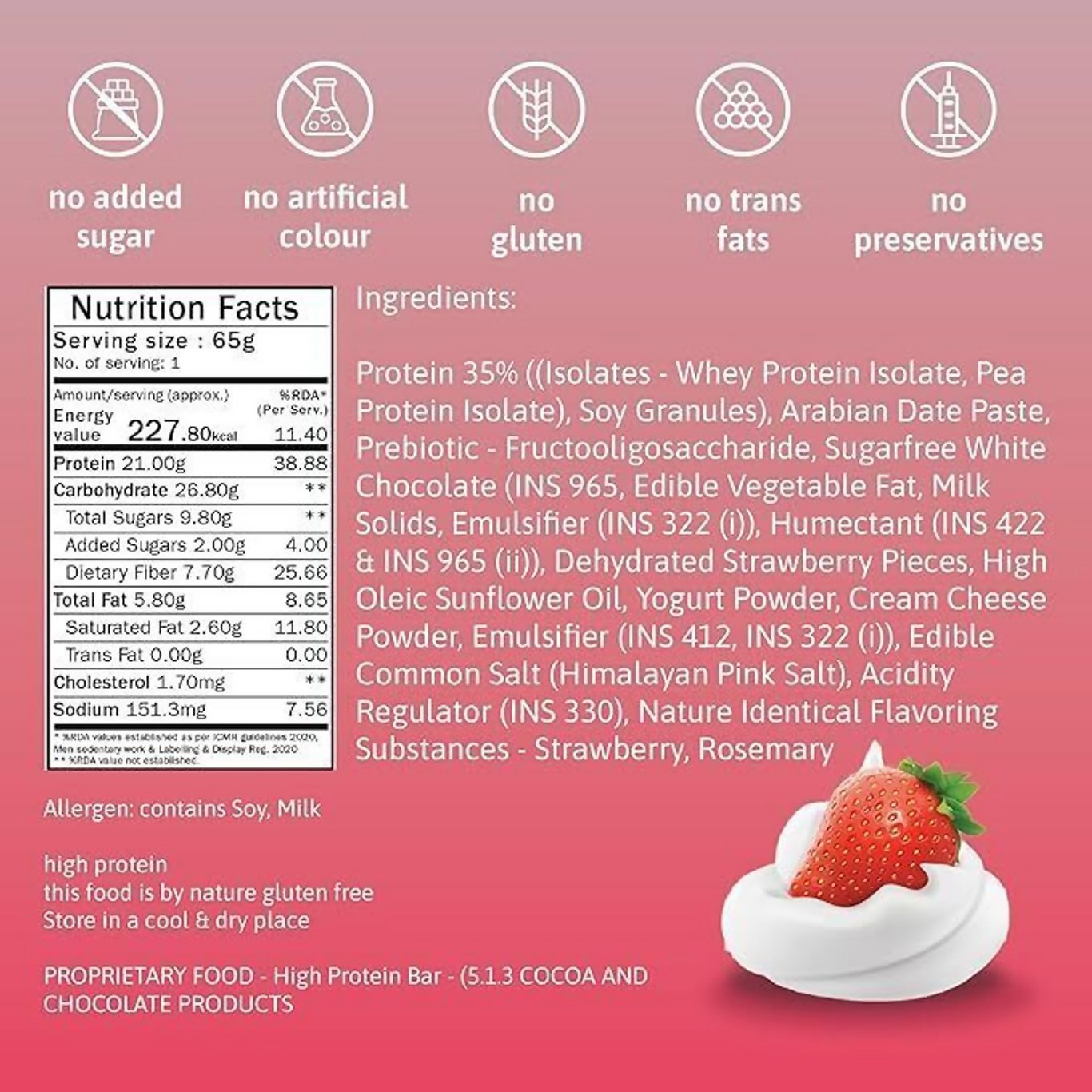 Phab Protein Bars With Protein Strawberries & Greek Yogurt