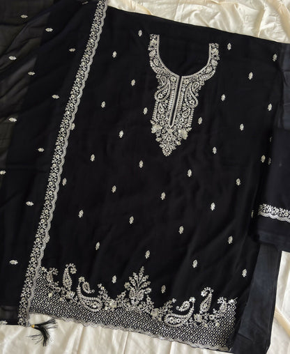 KC Black Georgette Heavy Embroidered Fancy Suit For Women