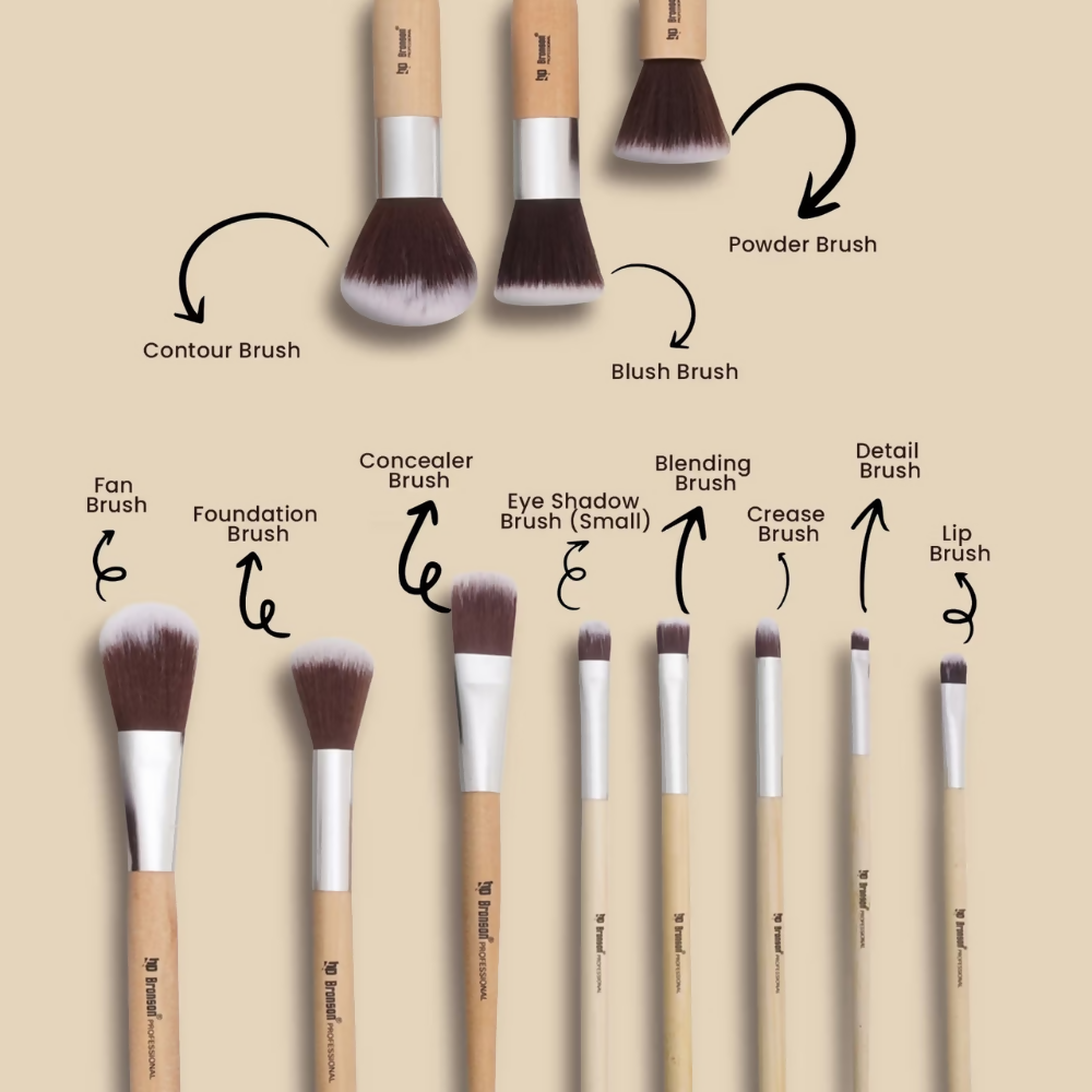 Bronson Professional Bamboo Makeup Brush Set - 11 Pcs