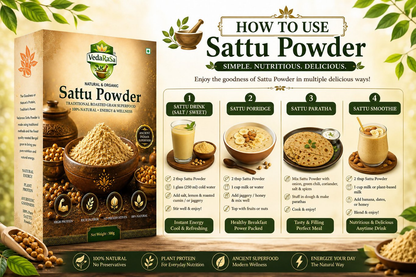 VedaRasa Premium Sattu Powder  Organic Roasted Chana Powder