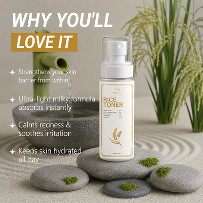 Milky Moon Rice Water Face Toner with Niacinamide & Ginseng For Clear, Glass Korean Skin