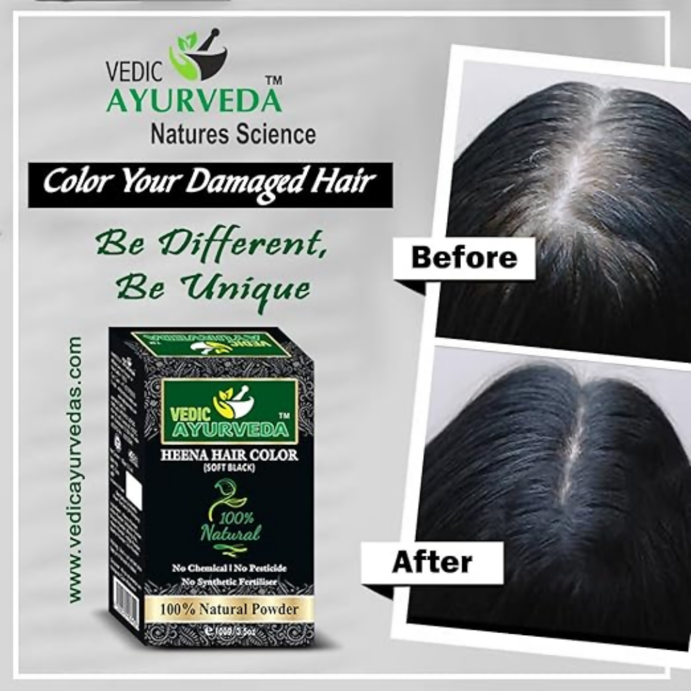 VedicAyurveda Natural Henna hair color Soft Black