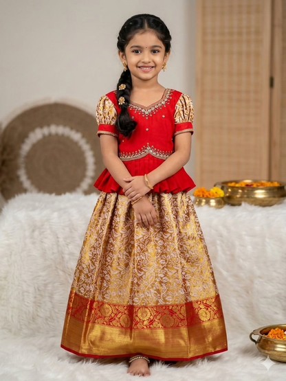 Teeya Creation New Trendy Lehenga Choli Set For Girls-Red
