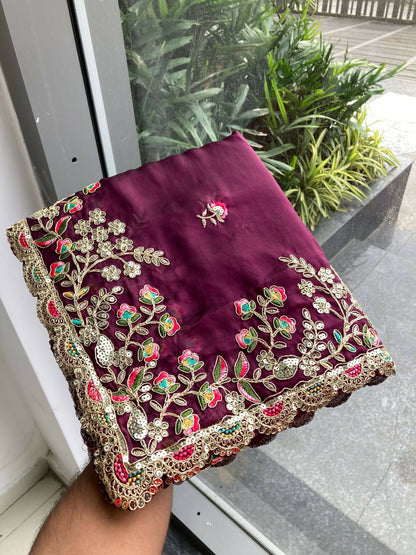 Teeya Creation New Trendy Party Wear Soft Silk Saree-Wine