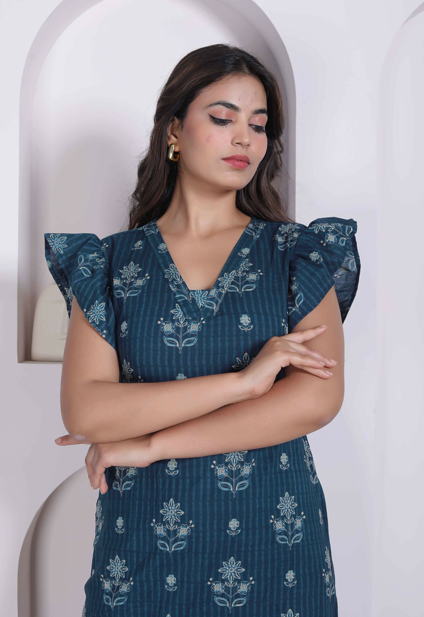 Miravan Women Empire Waist Blue Mini Length Dress
