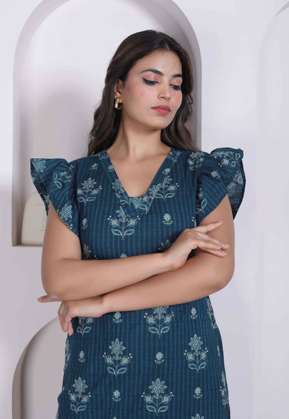 Miravan Women Empire Waist Blue Mini Length Dress