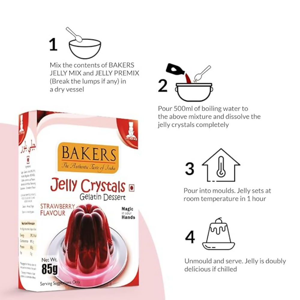 BAKERS Jelly Crystals (Gelatin Dessert) - Strawberry