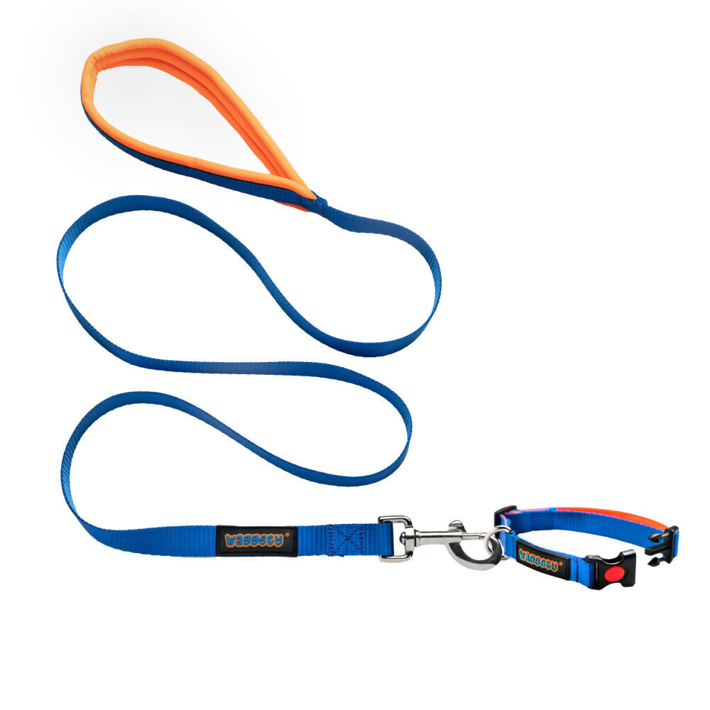 Waggety Dog Leash - Durable Blue Polyester, Length - 5Ft, Comfortable Grip, Stylish Pet Leash for Dogs