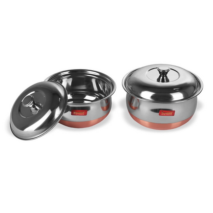 Sumeet Stainless Steel Copper Bottom Multipurpose Cook & Serve Handi With Lid - 2 Pcs Set
