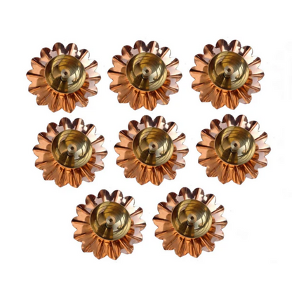 CraftVatika Lotus Puja Oil Lamp Stand For Pooja, Brown-Small