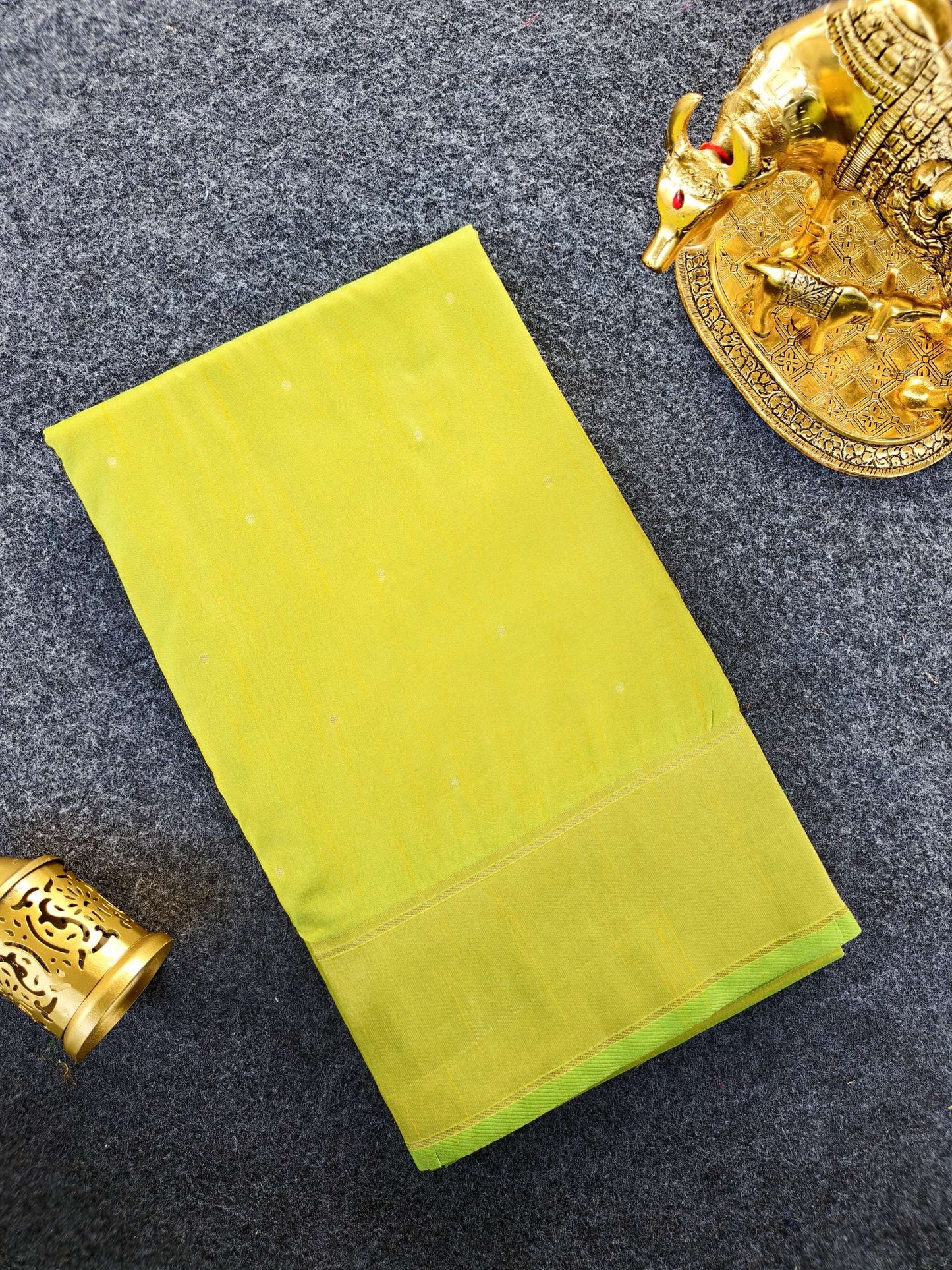 Mameraa Sarees Lemon Silk Blend Zari Banarasi Weaving Saree With Blouse-Lemon