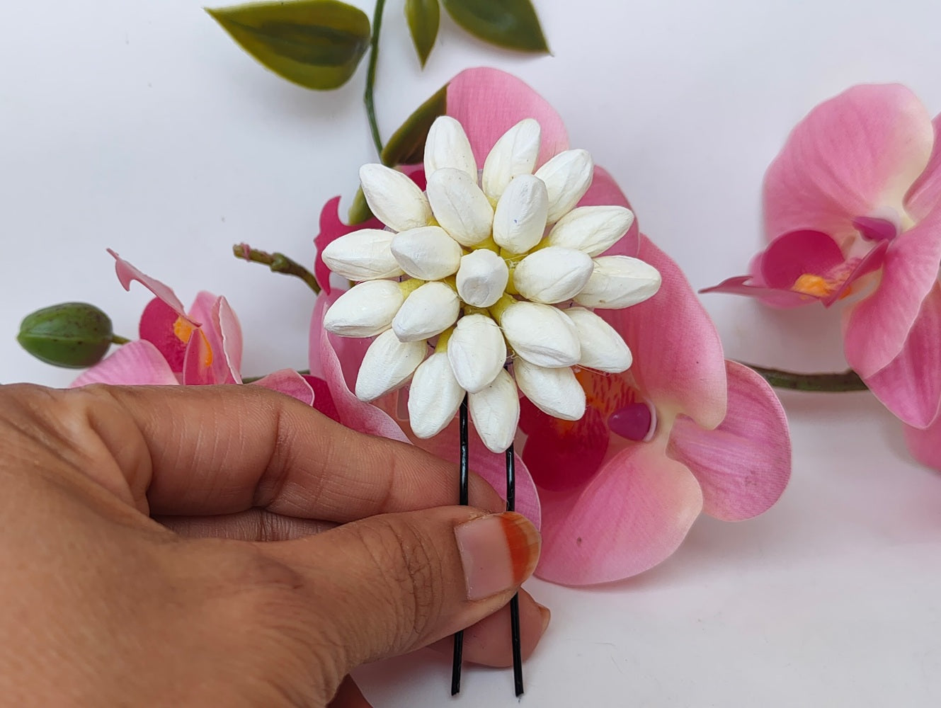 Artificial Jasmine Flower Brooch