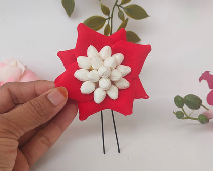 Red Petals Flower Brooch