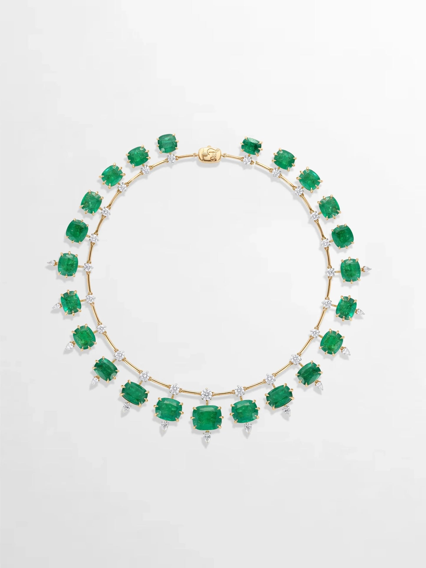 Vintage Cushion Emerald Necklace