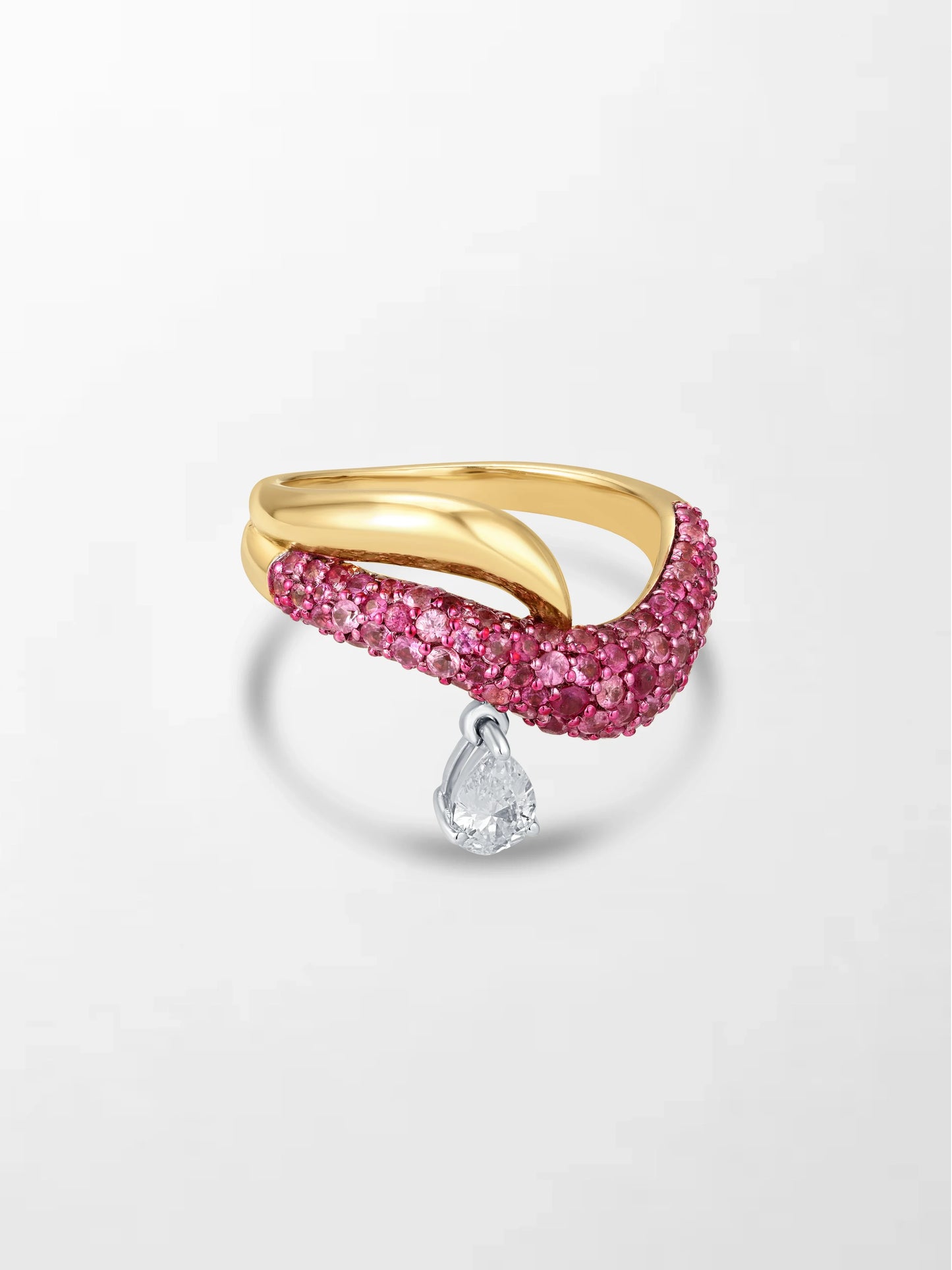 Wave Pear Drop Ring