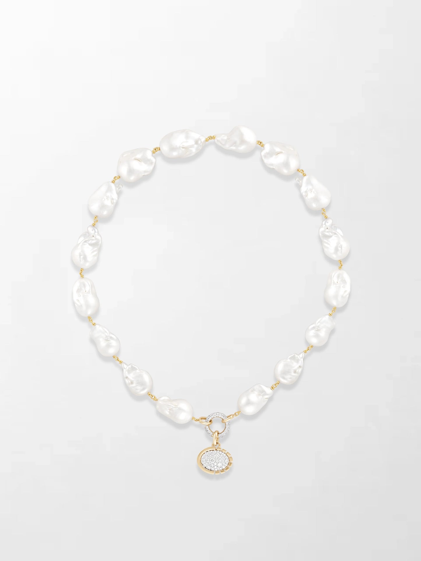 Baroque Pearl Necklace with Split Bezel Pavé Pendant